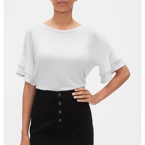 Banana Republic White Flutter Sleeve Top NWT